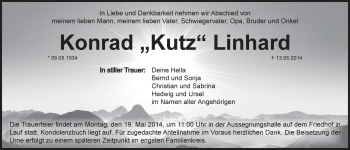 Traueranzeige von Konrad Linhard von Pegnitz-Zeitung